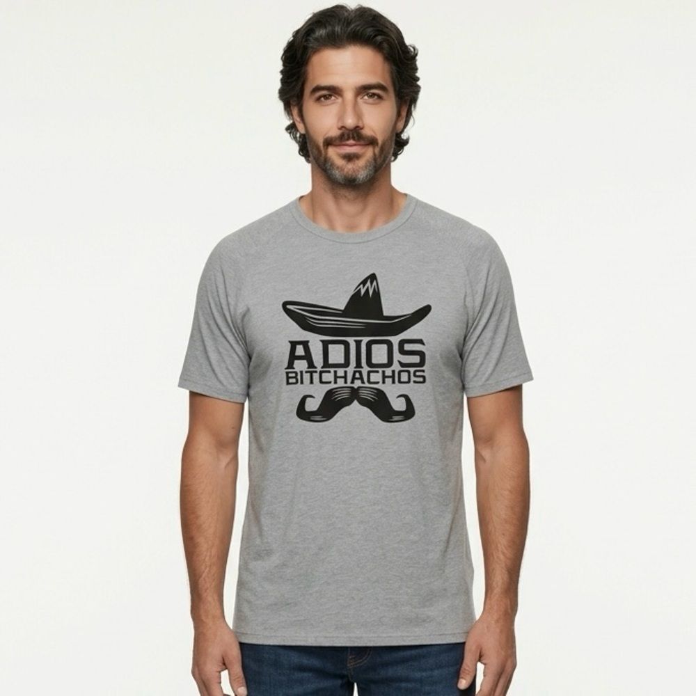 DELTA | Gray Short Sleeve Graphic Tee Adios Bitchachos Men’s Size X-Large